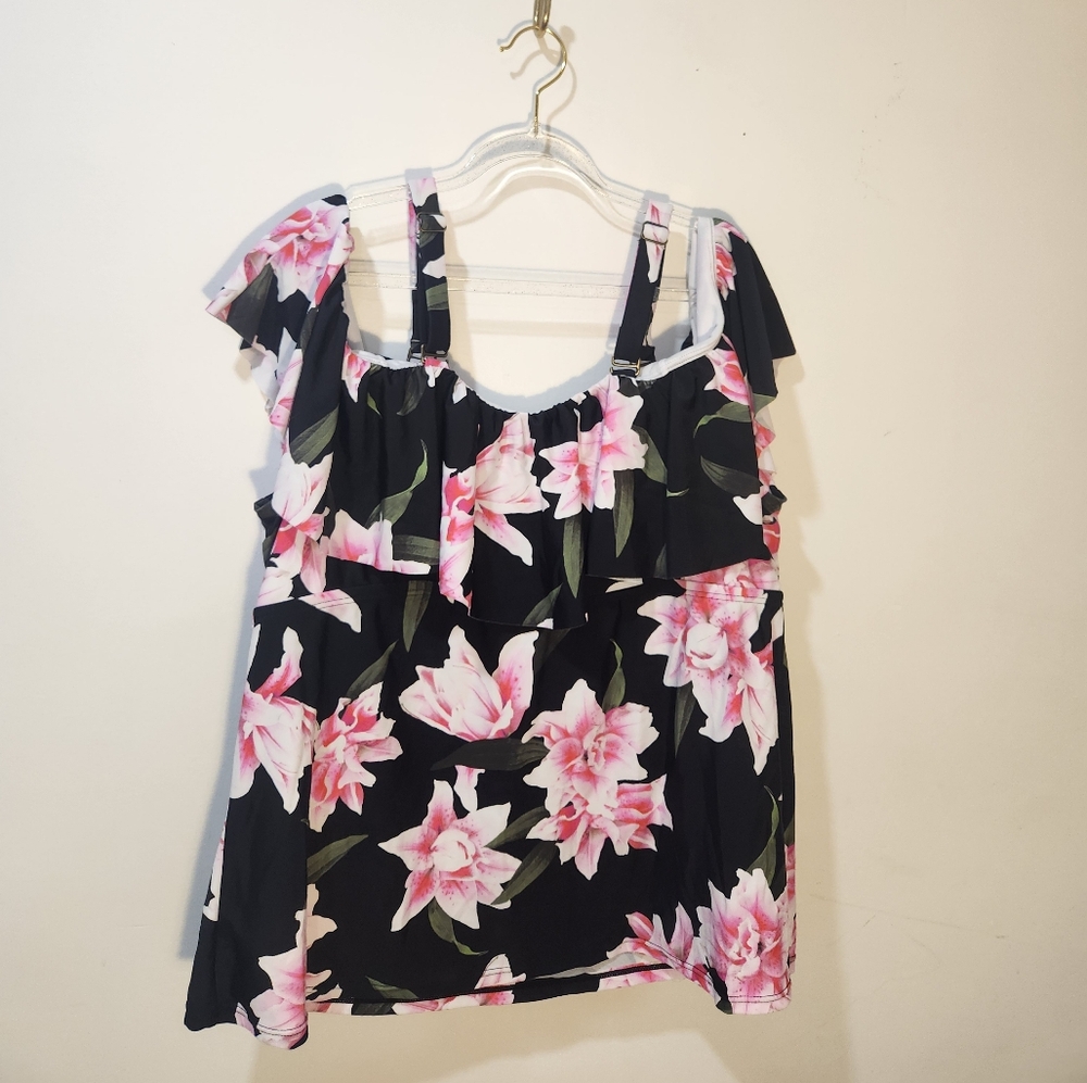 Floral Tankini Swim Top 20W | Pink Lily Print | NWT